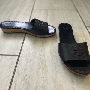 Tory Burch sandals/slides with wood wedge heal